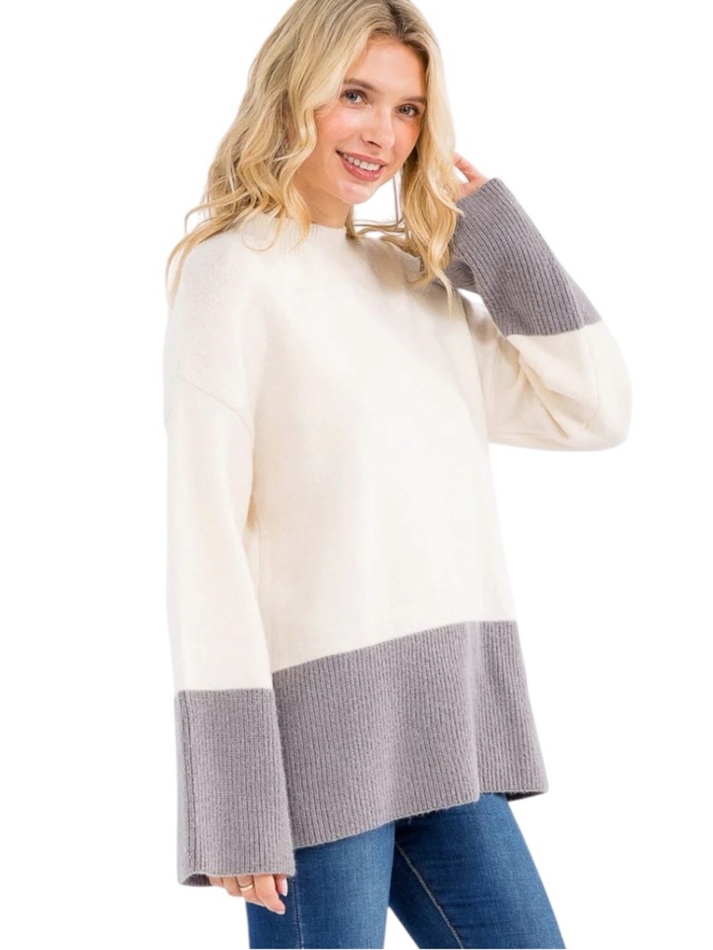385:  MIRACLE NWT SWEATER CARDIGAN CREAM GREY (H11)